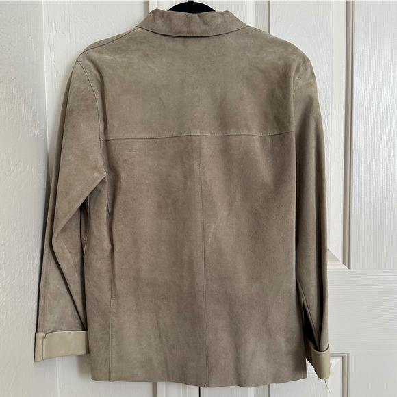 Vintage Banana Republic Womens Suede Leather Button Front Jacket Tan Size L - Picture 3 of 9